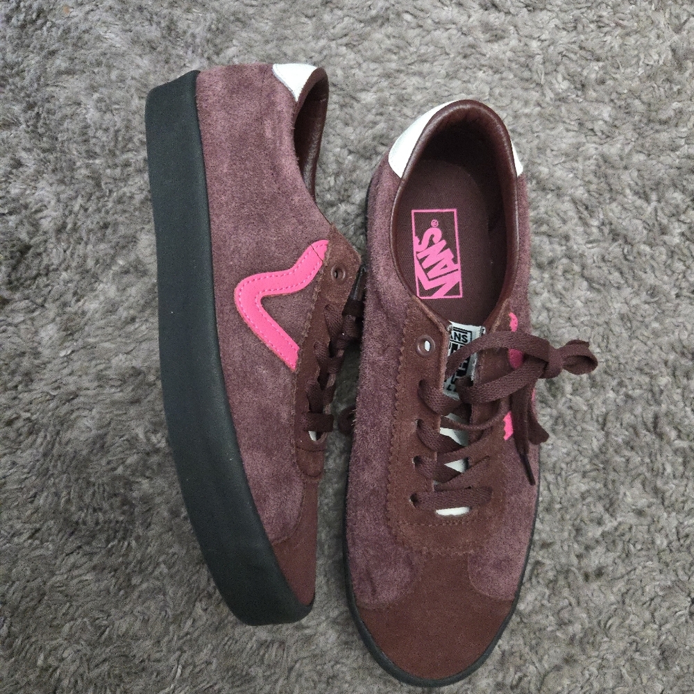 Vans Brown Sport Low Sneakers Women Size 9 Suede Brown And Pink 102025 - Picture 6 of 7